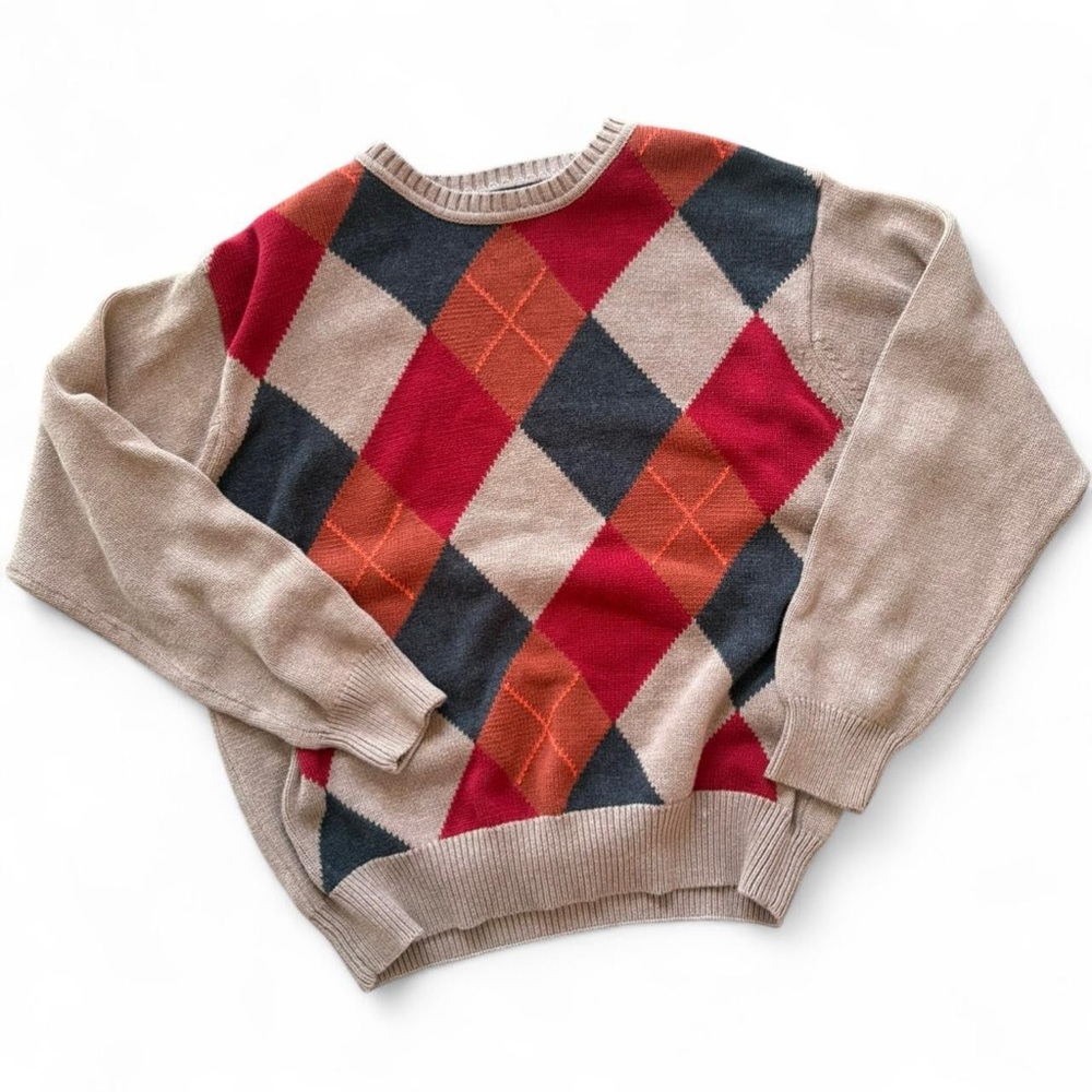 Dockers red and tan argyle sweater size medium